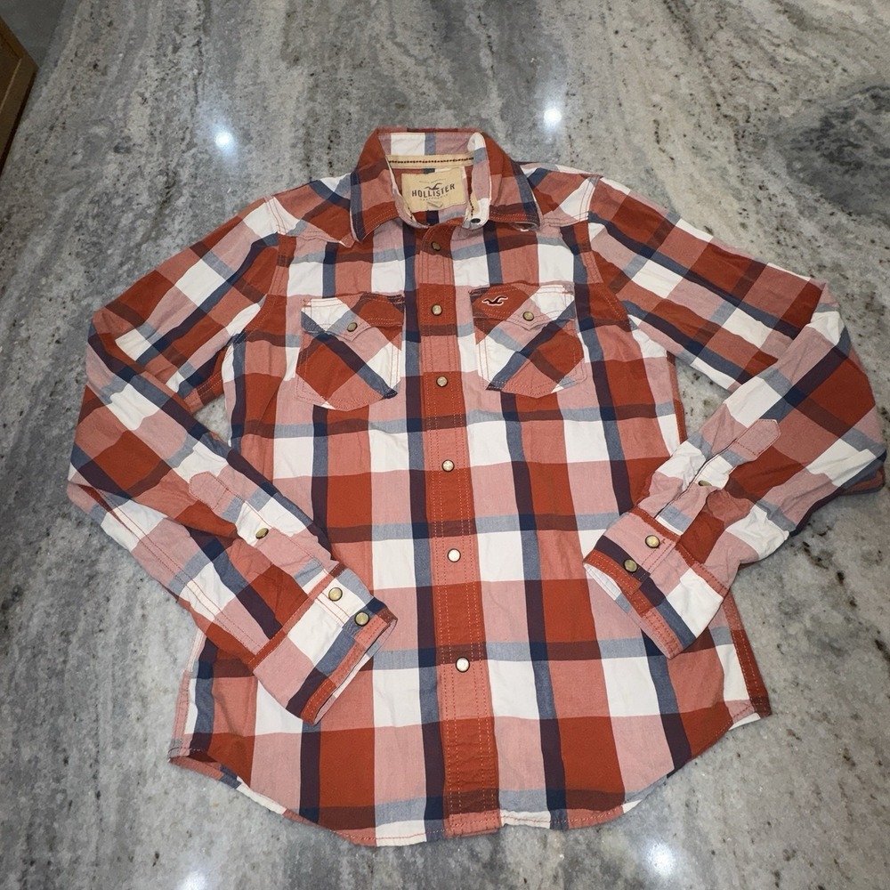 Hollister Men's Medium Pearl Snap Plaid Shirt Y2K Western Hipster‎ 2000s Rancher